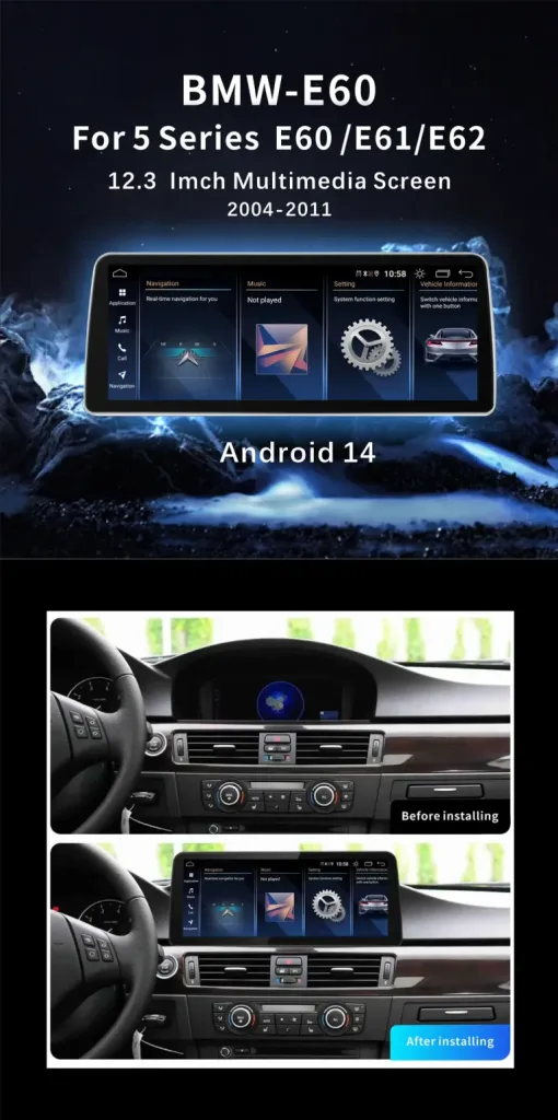 Đầu đĩa BMW E60 E90 2005–2008 | CarPlay, Android Auto, DSP