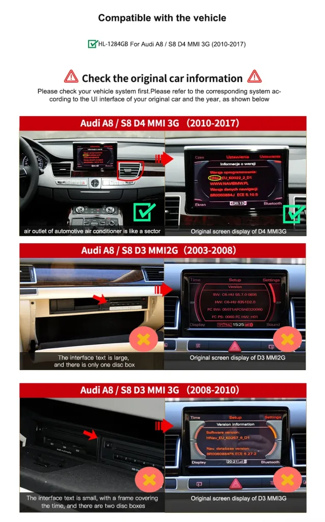 Android Auto dành cho Audi A8 / A8L / S8 / RS8 D4 (2011–2018)