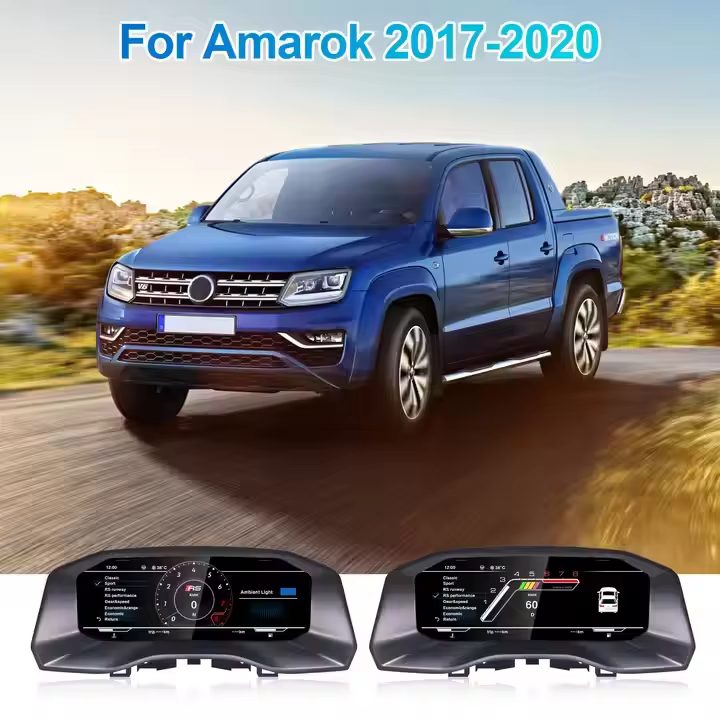 Bảng đồng hồ kỹ thuật số Volkswagen Amarok 2017–2020, góc nhìn từ phía trước, màn hình LCD IPS 12,3 inch