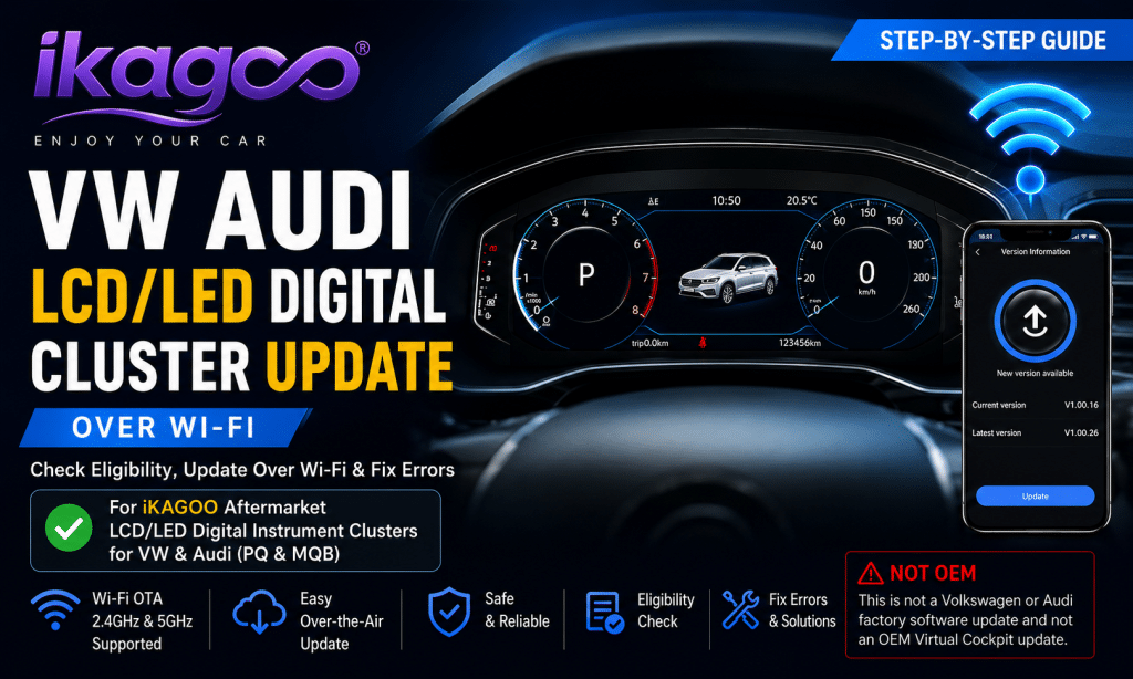 Cập nhật cụm đồng hồ kỹ thuật số LCD/LED cho xe Volkswagen và Audi