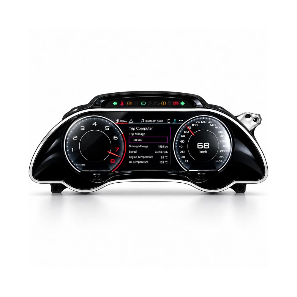 Nâng cấp Audi A5 B8 2008–2016 của bạn với cụm đồng hồ kỹ thuật số LCD 12.3″ inch, lắp đặt theo phong cách OEM, giữ nguyên dữ liệu xe, điều khiển vô lăng và hỗ trợ iKAGOO.