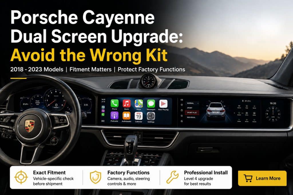 Nâng cấp hệ thống hai màn hình cho Porsche Cayenne đời 2018-2023 đã được lắp đặt bên trong xe