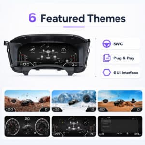 Giao diện hiển thị của bảng điều khiển kỹ thuật số trên màn hình LCD 15.1 inch với các chủ đề nổi bật và 6 tùy chọn giao diện UI cắm và chạy