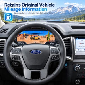 Góc nhìn chính diện cụm đồng hồ kỹ thuật số Ford Ranger Everest T7 T8 2016-2021