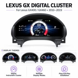 Cụm đồng hồ kỹ thuật số cầu cong Lexus GX400 GX460 với các chủ đề hiển thị minh họa