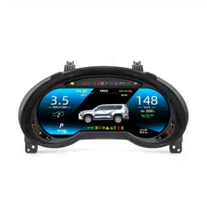 Cụm đồng hồ kỹ thuật số Lexus GX400 GX460 hướng phía trước trên nền trắng trơn, chủ đề hiển thị đồng hồ màu xanh dương